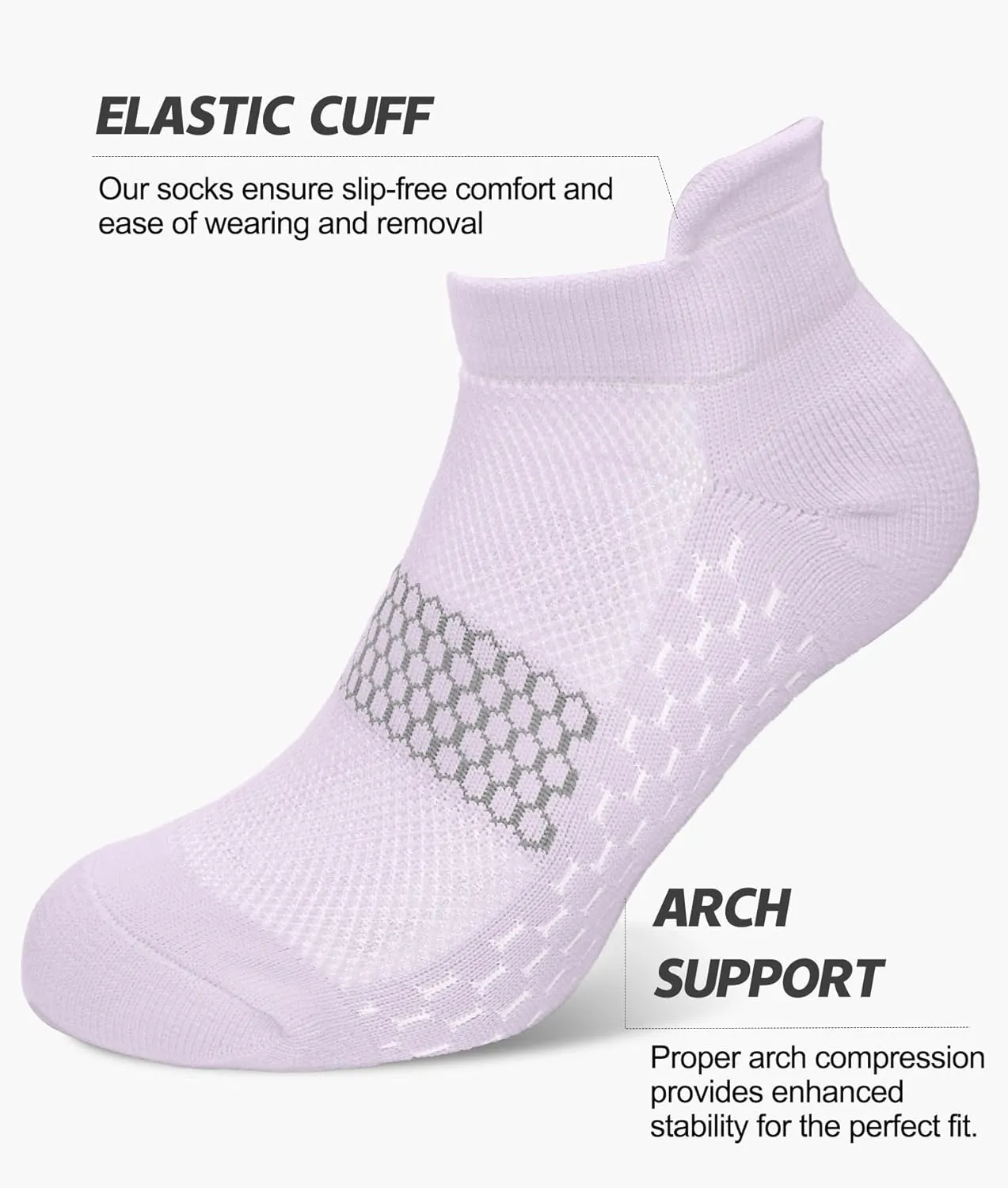 ACTINPUT Compression Socks for Women 7 Pairs, Ankle Running Socks with Arch Support, Cushioned Low Cut Athletic Socks