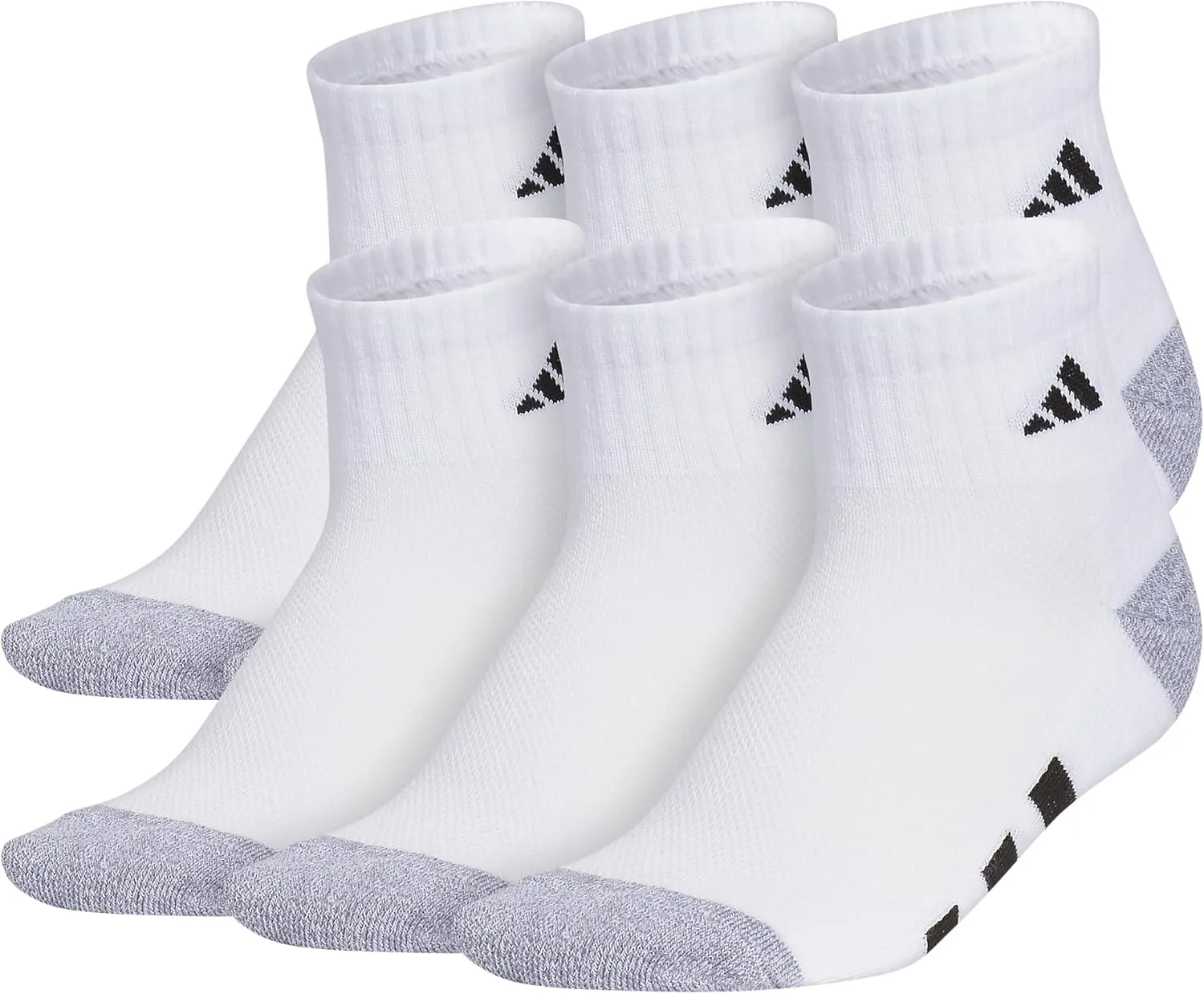 adidas Boys and Girls, Cushioned Quarter Athletic Socks for Kids, Above Ankle Fit, Durable Fabric, 6-Pack