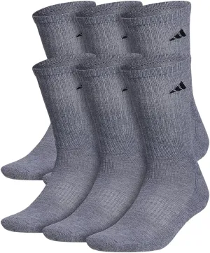 adidas Men's Athletic Cushioned 6-Pack Crew, Cushioned Crew Socks with Arch Compression for a Secure Fit