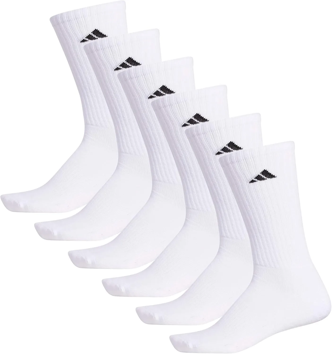 adidas Men's Athletic Cushioned 6-Pack Crew, Cushioned Crew Socks with Arch Compression for a Secure Fit