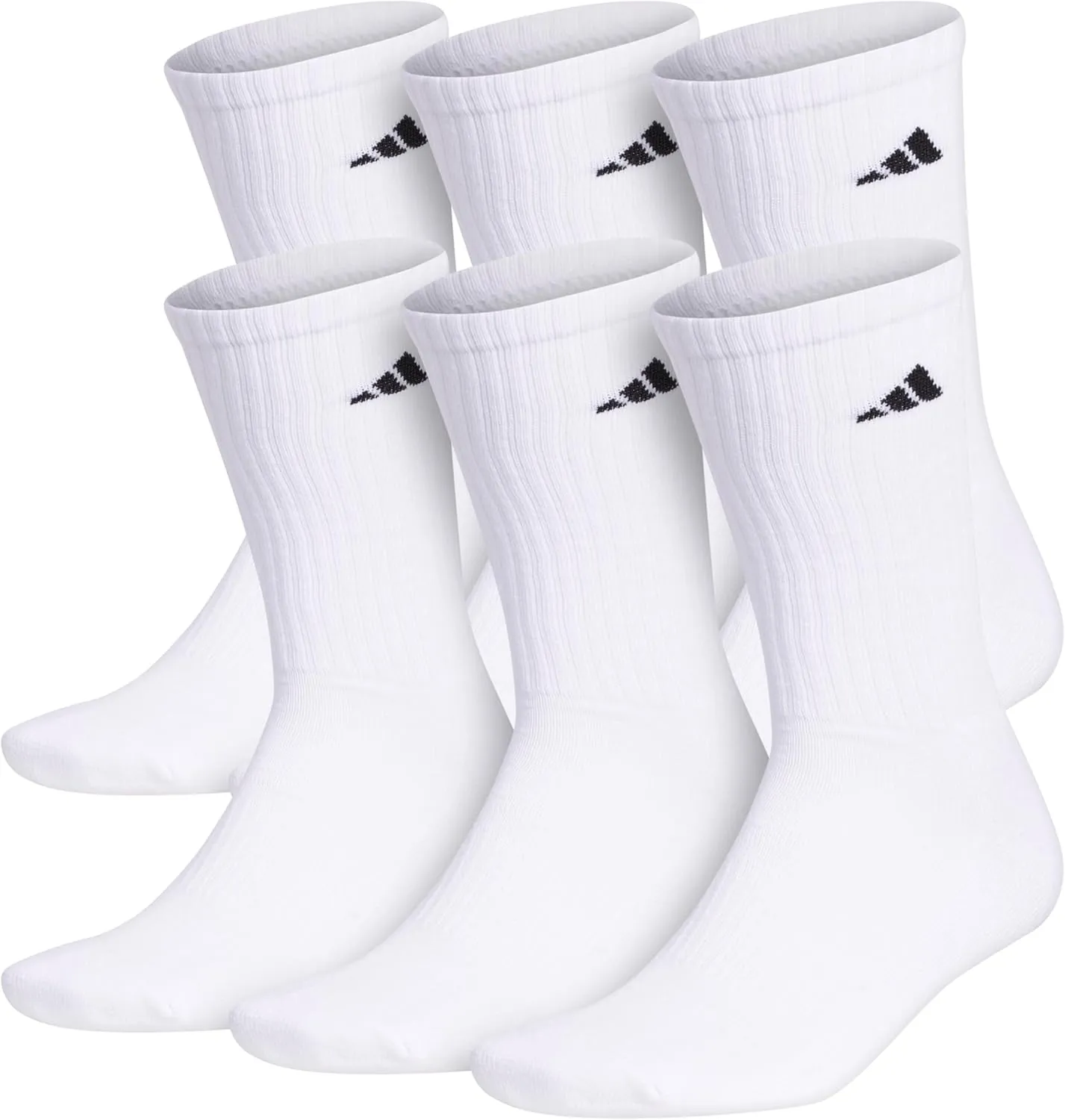 adidas Men's Athletic Cushioned 6-Pack Crew, Cushioned Crew Socks with Arch Compression for a Secure Fit