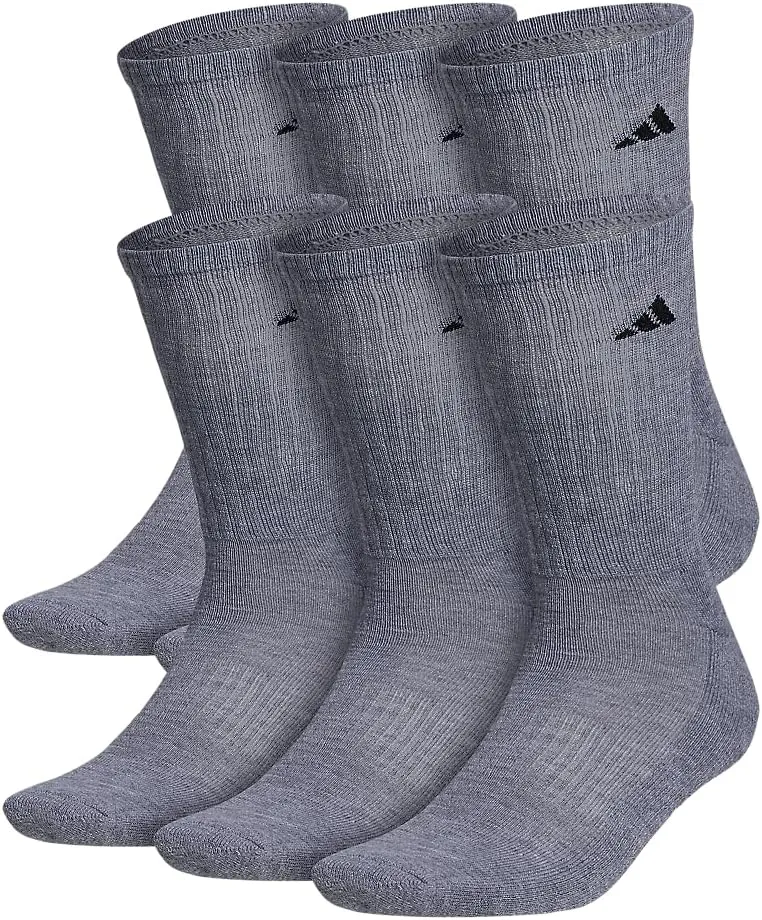 adidas Men's Athletic Cushioned 6-Pack Crew, Cushioned Crew Socks with Arch Compression for a Secure Fit