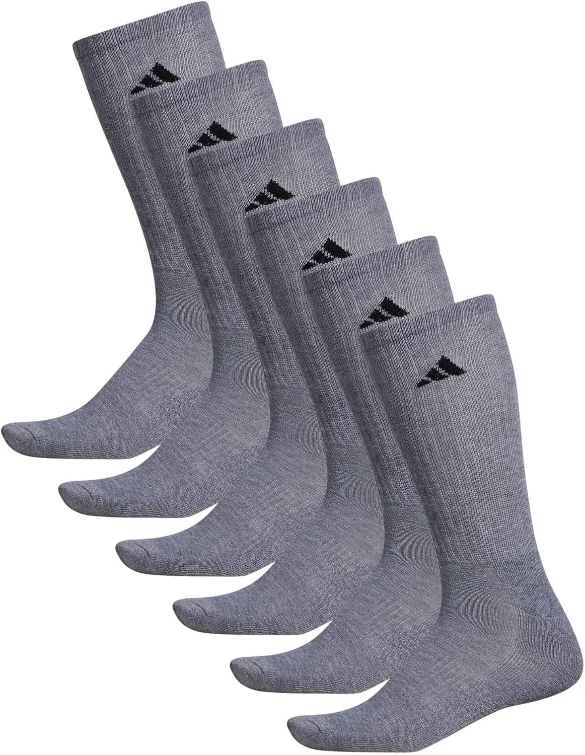 adidas Men's Athletic Cushioned 6-Pack Crew, Cushioned Crew Socks with Arch Compression for a Secure Fit