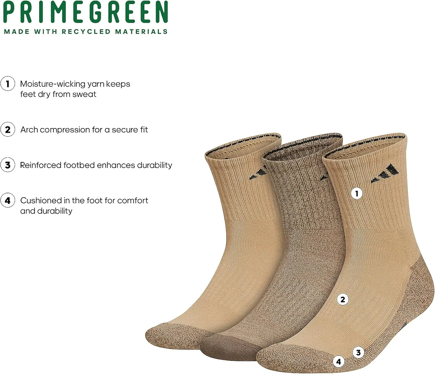 adidas Men's Cushioned X 3 Mid-Crew Socks (3-Pair)