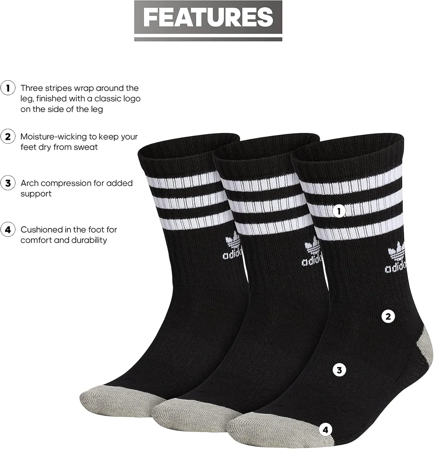 adidas Originals Men's Mixed Graphics Cushioned Crew Socks (3-Pair)