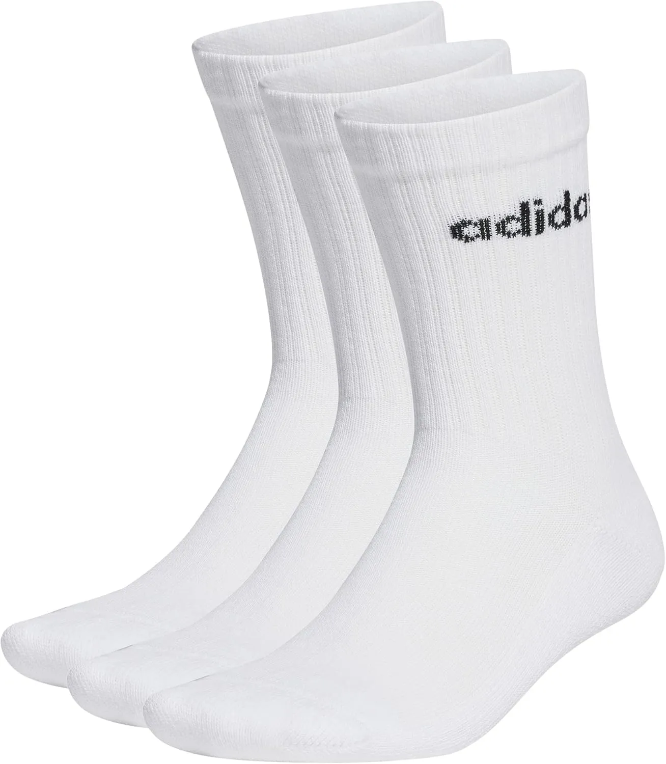 adidas Unisex Linear Crew Cushioned 3 Pairs Crew Socks, White, X-Large