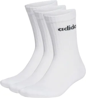 adidas Unisex Linear Crew Cushioned 3 Pairs Crew Socks, White, X-Large