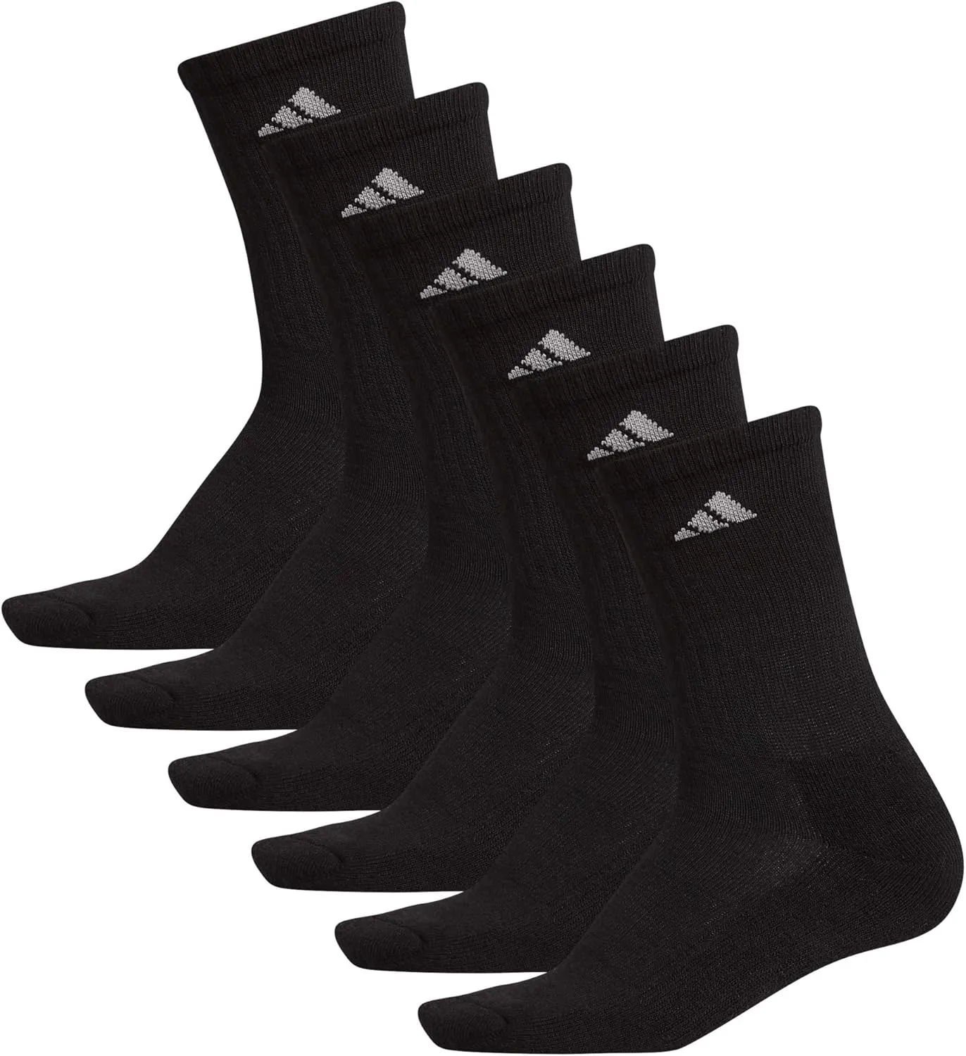 adidas Women's Athletic Cushioned Crew Socks with Arch Support, 6-Pack, Durable, Moisture-Wicking