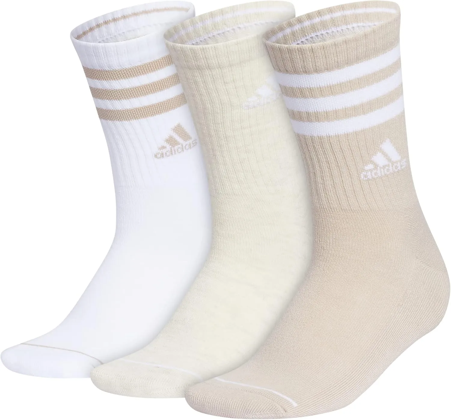 adidas Women's Crew Socks with Arch Compression 3-Pack, Comfortable, Sweat-Wicking, Stylish 3-Stripe