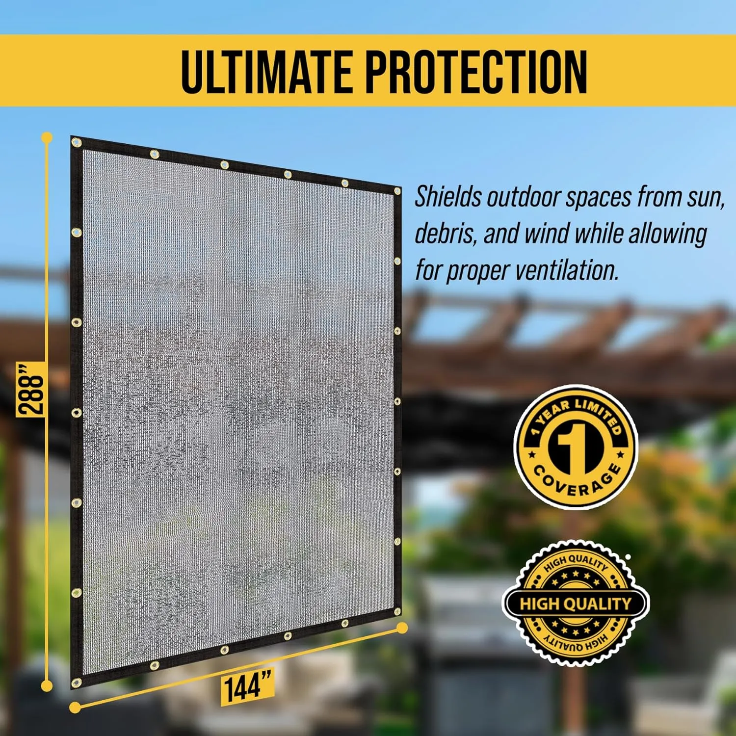 AdirPro Heavy Duty Knitted Mesh Tarp - 12x24ft Black Shade Tarp with Grommets for Playgrounds, Porch, Patio, Backyards, Pools, Greenhouse, Dump Truck, and More - 60% Shade, Water Resistant…