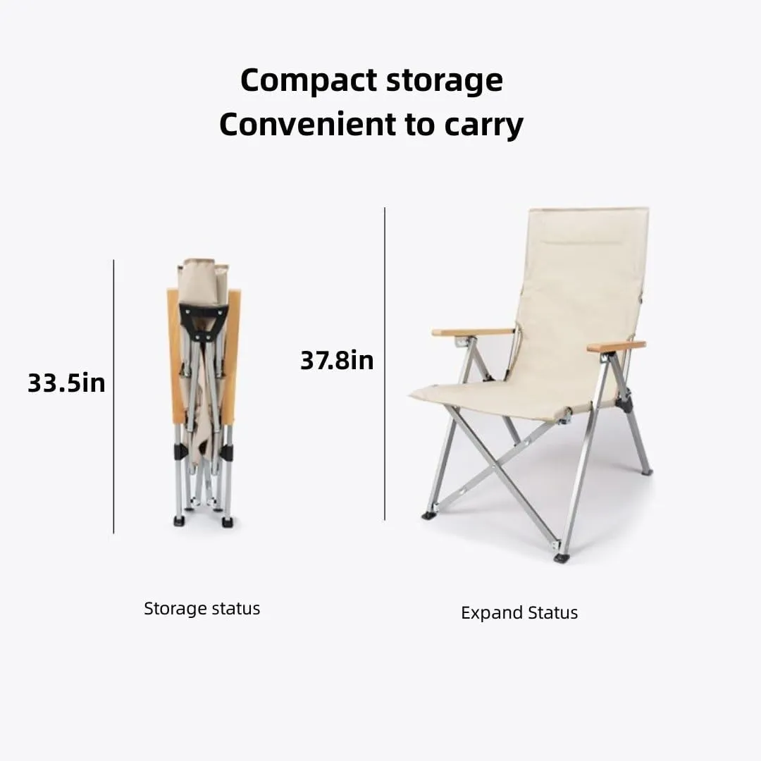 Adjustable Camping Chairs for Adults, Foldable High Back Camping Chair, Portable Folding Chairs for Outside, Reclining Outdoor Chair with Storage Bag,dual-purpose for sitting and lying,Support 120 KG