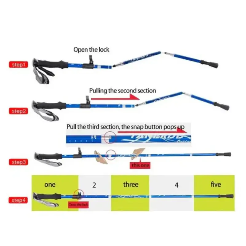 Adjustable Foldable Trekking Pole with Anti-Shock System for Hiking, Camping, and Outdoor Adventures