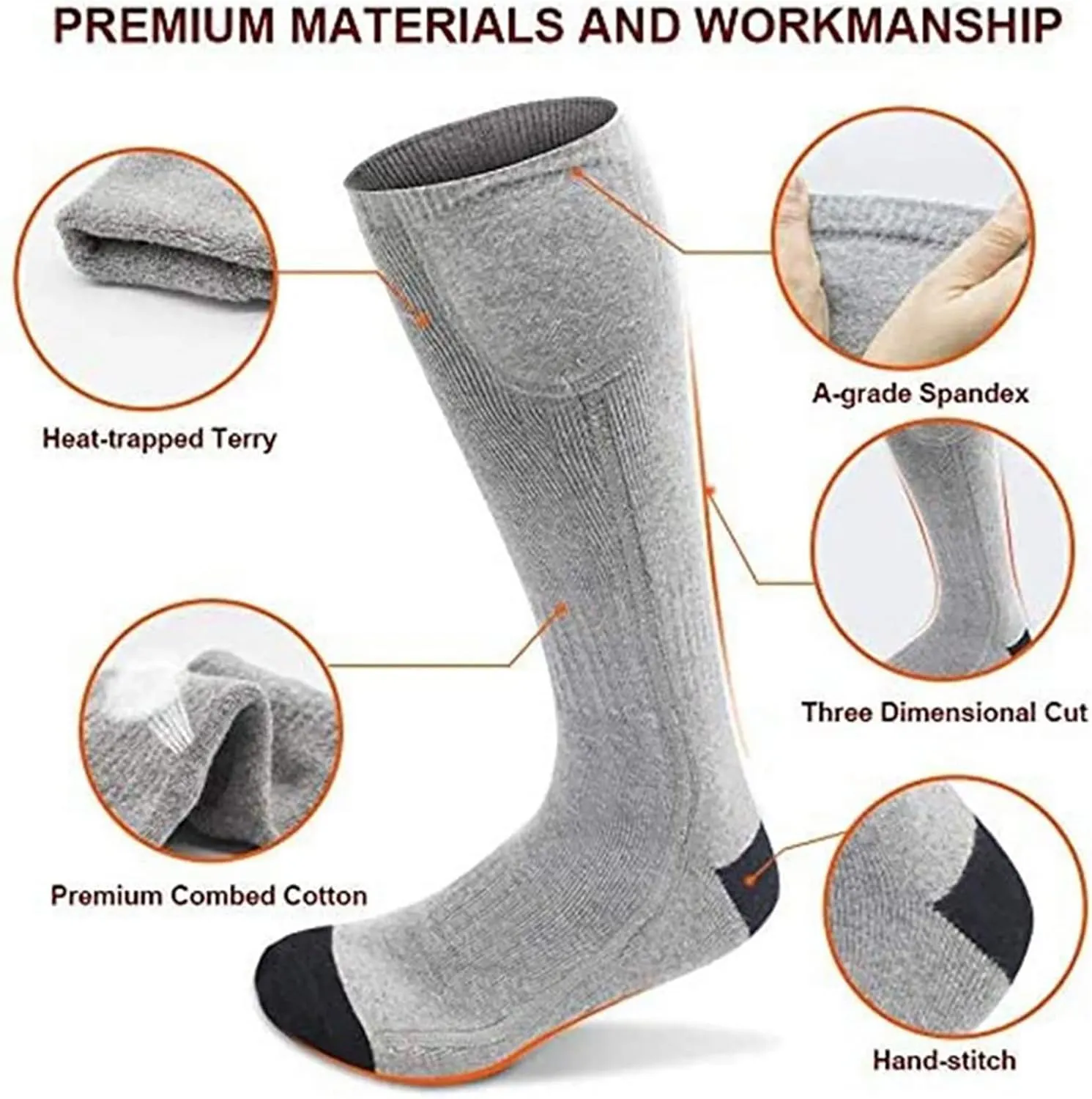 Adjustable Heated Socks 4000mAh Battery Electric Socks Rechargeable Warmer Sock Winter Thermal Sock for Outdoor Sport