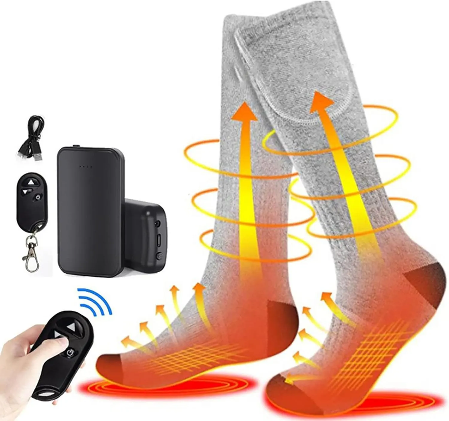 Adjustable Heated Socks 4000mAh Battery Electric Socks Rechargeable Warmer Sock Winter Thermal Sock for Outdoor Sport