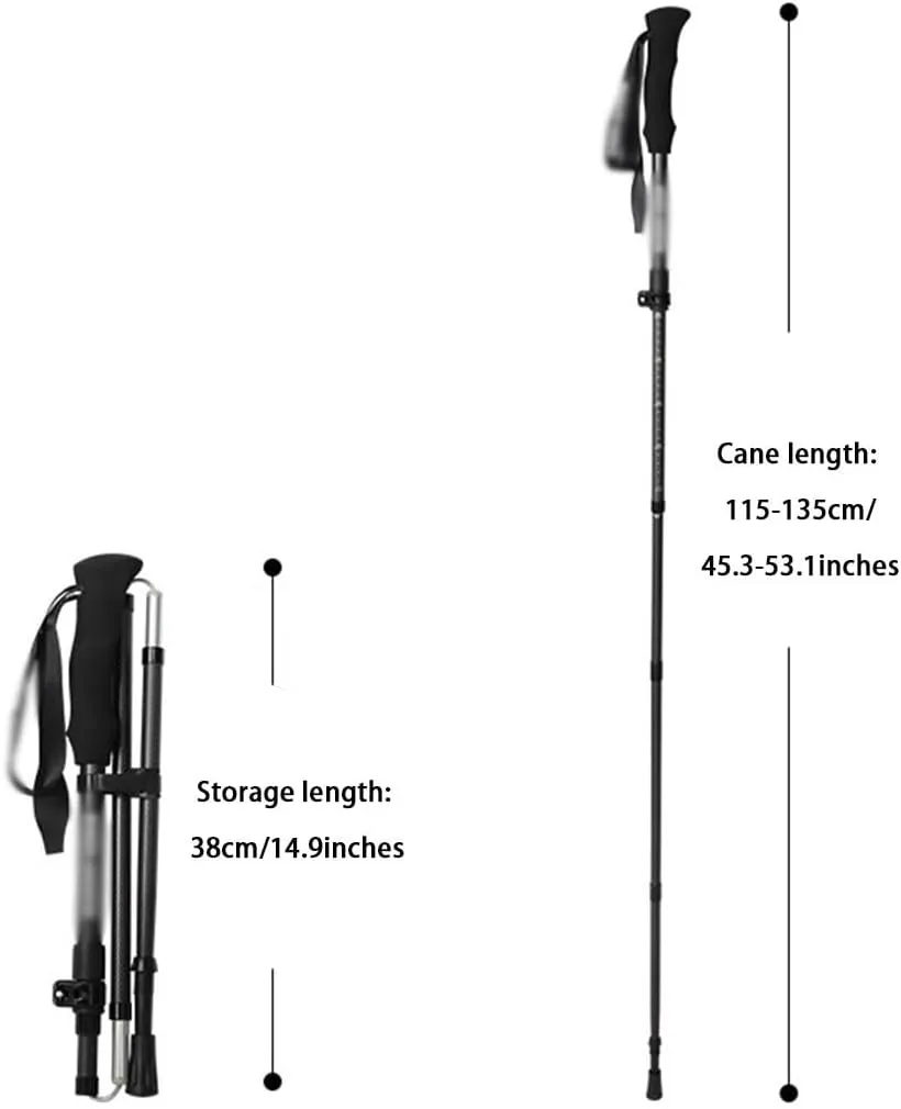 Adjustable Hiking Or Walking Stick, Portable Mobility Aid, Folding Travel Trekking Poles, Outdoor Climbing Gear