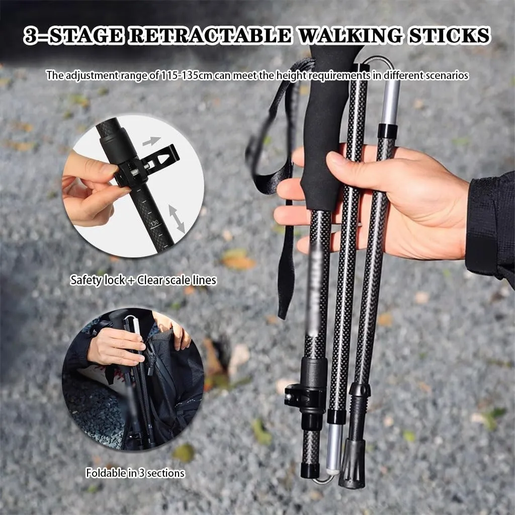 Adjustable Hiking Or Walking Stick, Portable Mobility Aid, Folding Travel Trekking Poles, Outdoor Climbing Gear