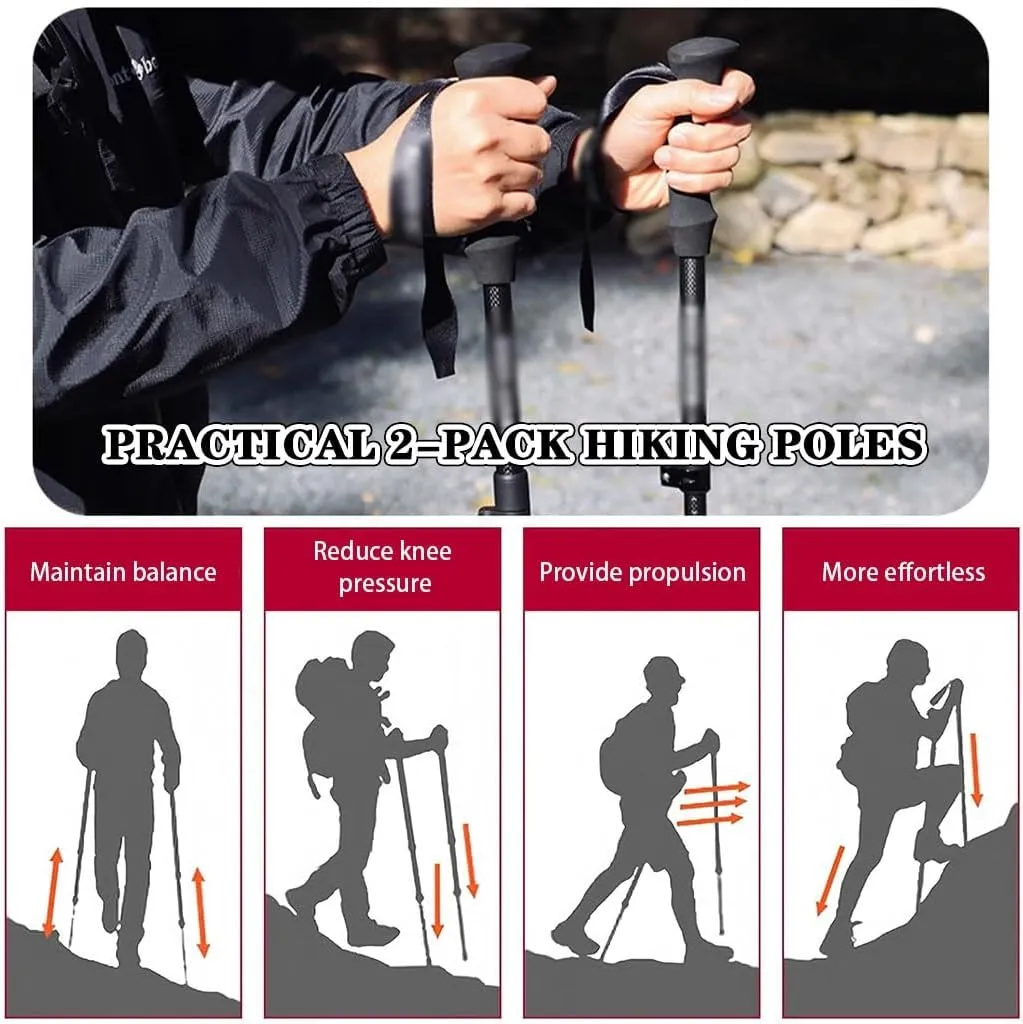 Adjustable Hiking Or Walking Stick, Portable Mobility Aid, Folding Travel Trekking Poles, Outdoor Climbing Gear