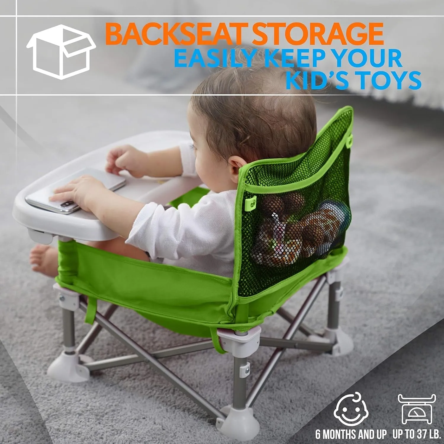 Adventurous Toddler Camping Chair - Foldable Baby Dining Table with Storage Bag, Comfortable Feeding Kids Camping Chair