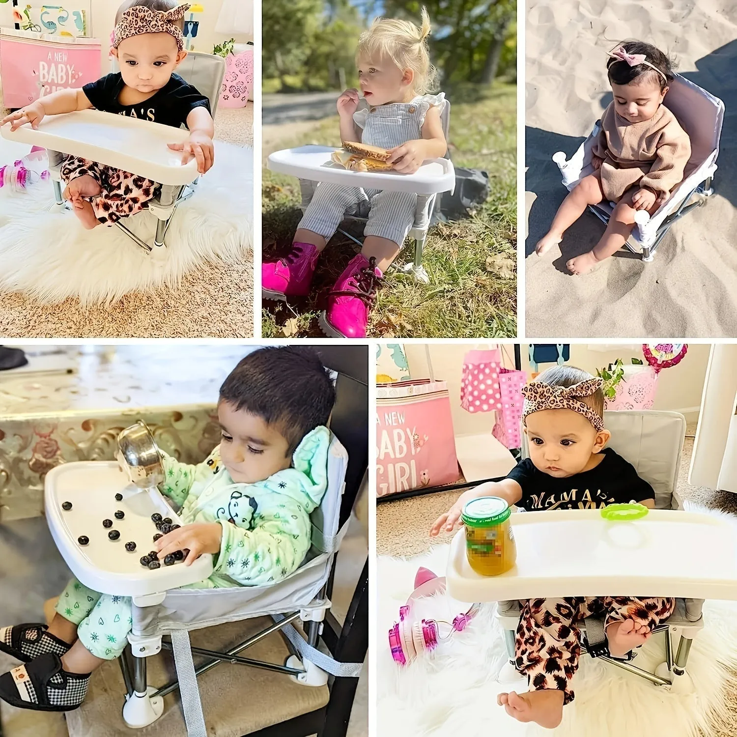 Adventurous Toddler Camping Chair - Foldable Baby Dining Table with Storage Bag, Comfortable Feeding Kids Camping Chair