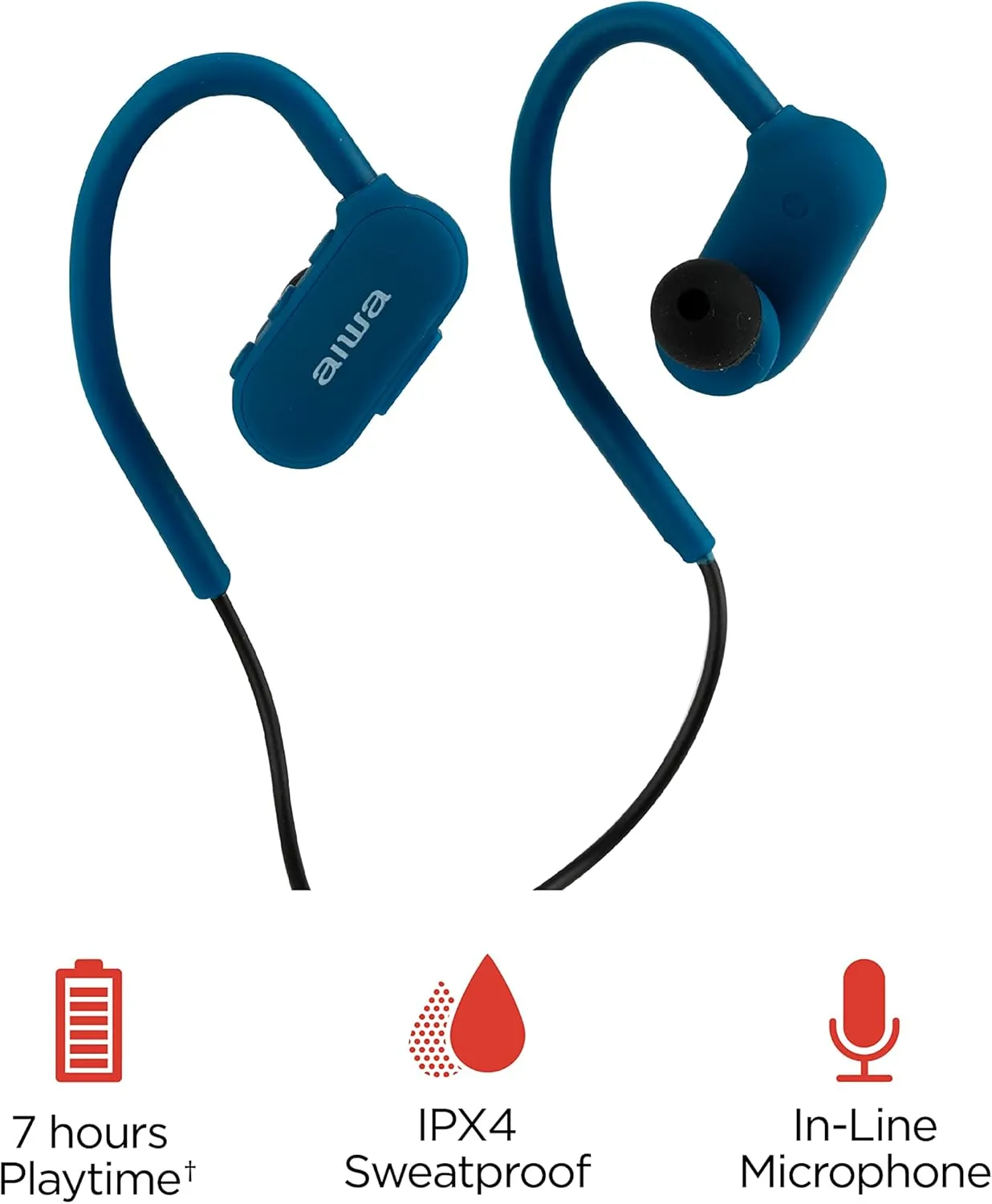 AIWA Water Bottle with Speaker and Earphone Bundle - 400ml Water Bottle with 4 Hour Playtime and Wireless Sports Earphones with Integrated Mic, 10 Hours Playtime for Workout, Camping and Hiking