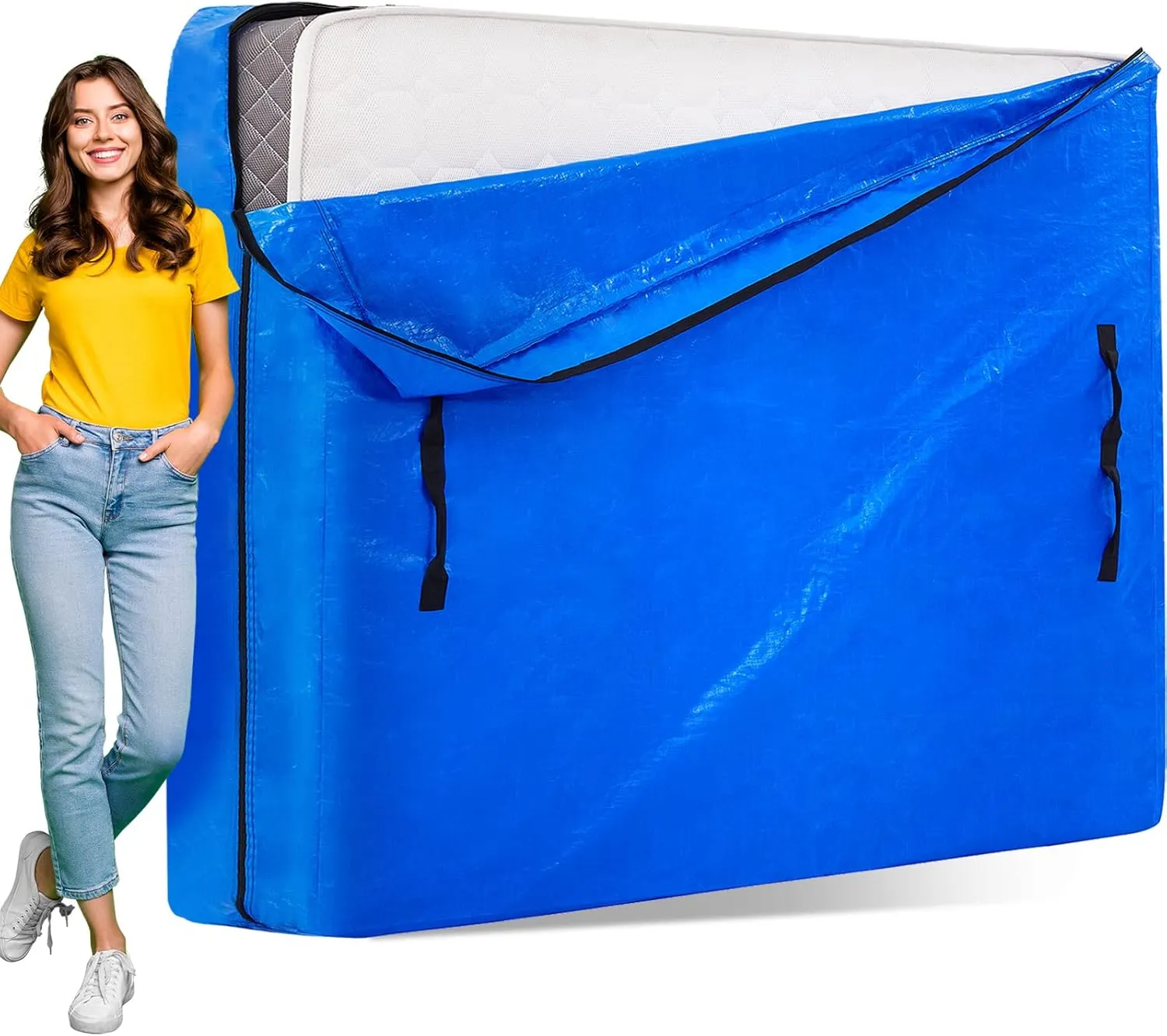 AlexHome Mattress Bag, Heavy Duty Tarp Reusable Storage Bag,Easy Carrier Mattress Moving Cover (Queen Size)