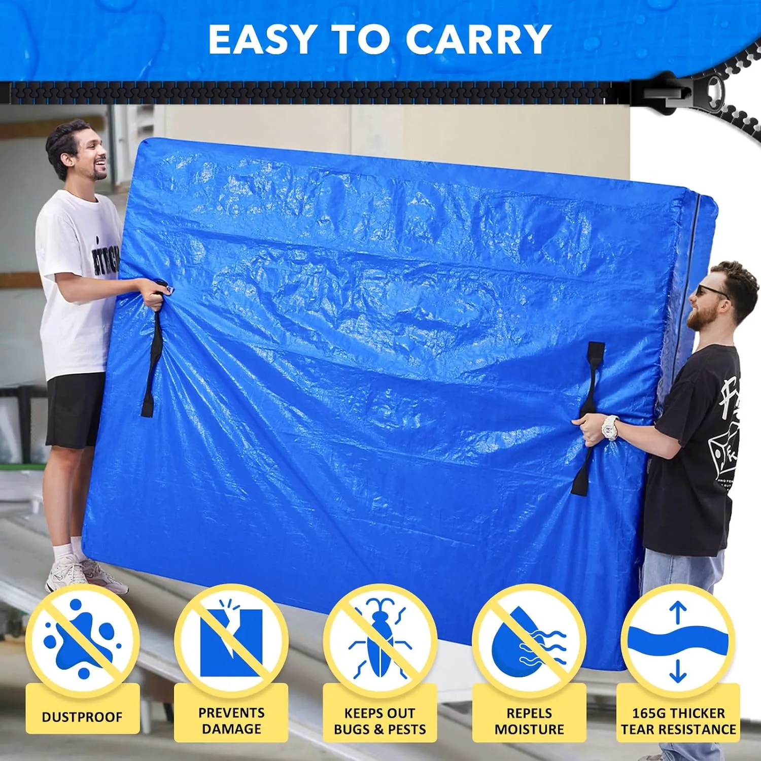 AlexHome Mattress Bag, Heavy Duty Tarp Reusable Storage Bag,Easy Carrier Mattress Moving Cover (Queen Size)