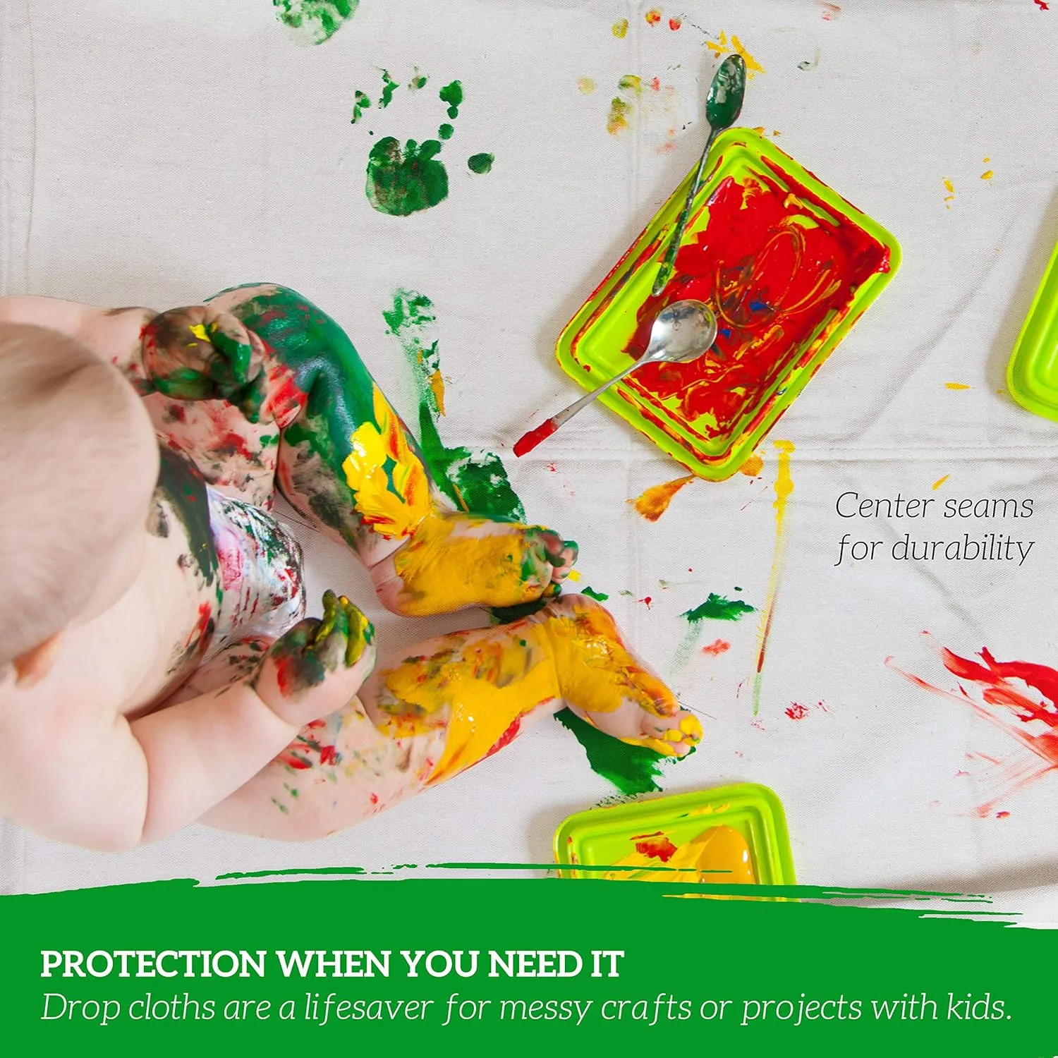 All Purpose Canvas Drop Cloth - Canvas Fabric Tarp, Floor & Furniture Protection, Painters Drop Cloth - Cream (9x12)