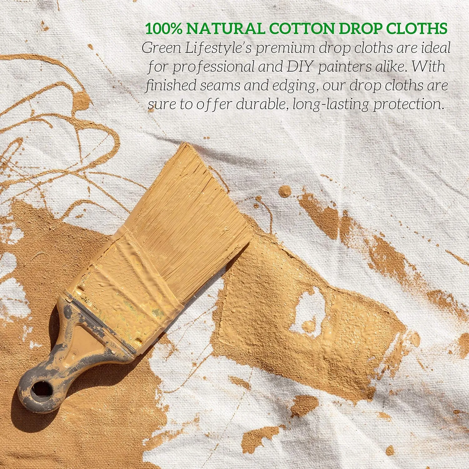 All Purpose Canvas Drop Cloth - Canvas Fabric Tarp, Floor & Furniture Protection, Painters Drop Cloth - Cream (9x12)
