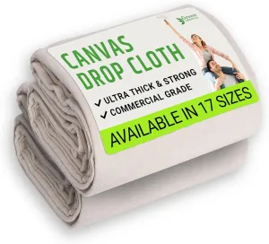All Purpose Canvas Drop Cloth - Canvas Fabric Tarp, Floor & Furniture Protection, Painters Drop Cloth - Cream (9x12)