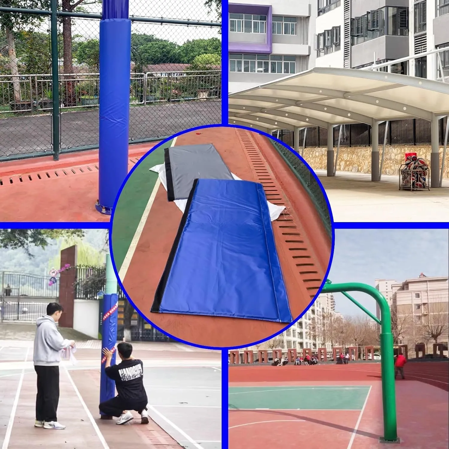 All-Weather Basketball Hoop Padding for Round Pole, Shock - Absorbing Basketball Hoop Post Pad, Padding to Wrap Around Metal Poles/Basement Post