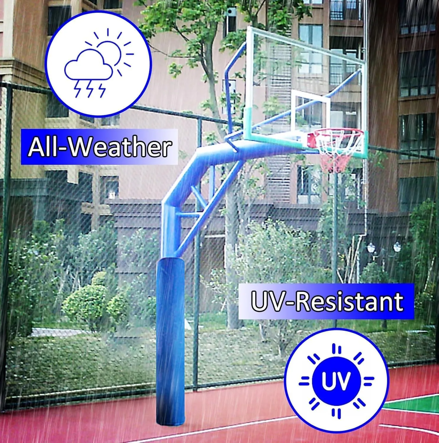 All-Weather Basketball Hoop Padding for Round Pole, Shock - Absorbing Basketball Hoop Post Pad, Padding to Wrap Around Metal Poles/Basement Post