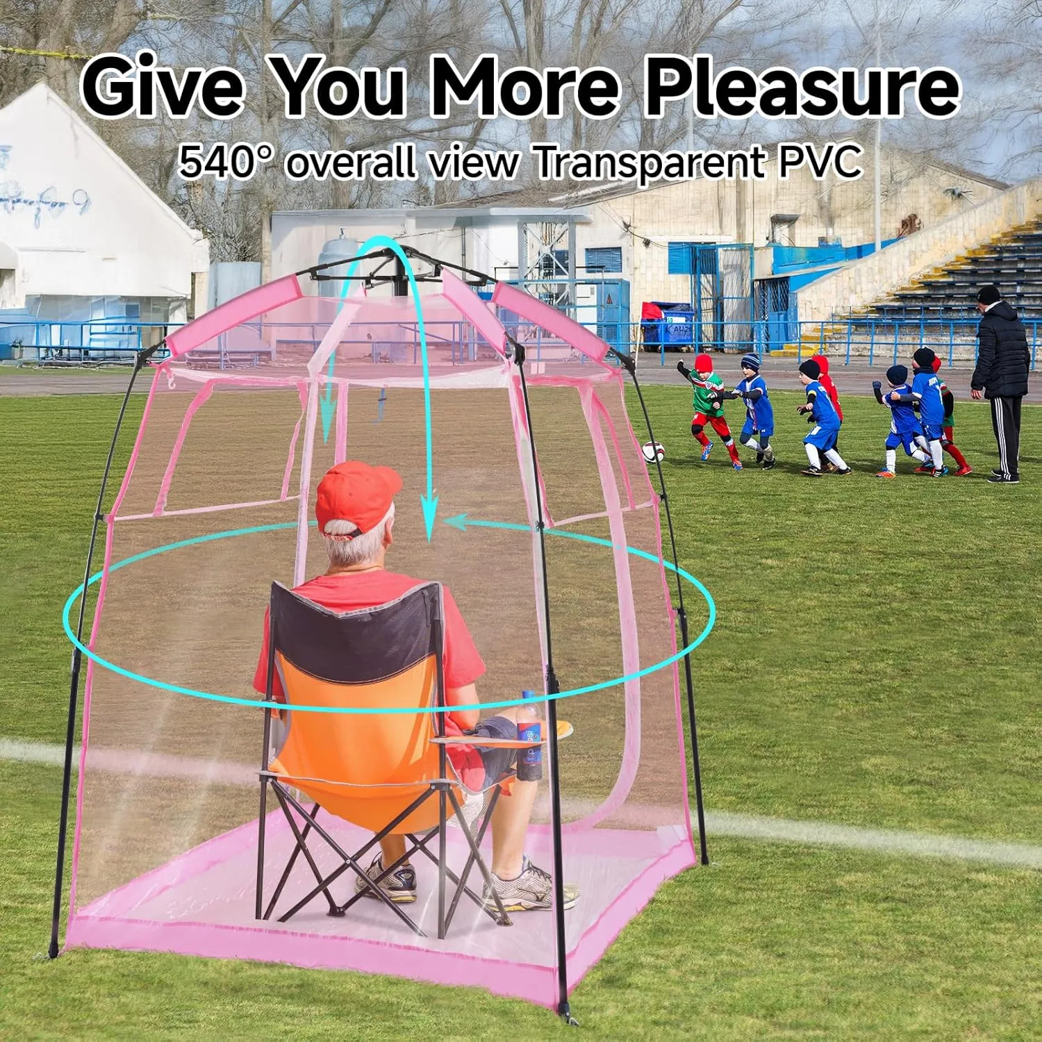 All Weather Proof Pod Sports Pod,540°View Weather Tent,1-4 Person Instant Tent with Sealed Floor,Outdoor Screen House with Carrying Bag,Screen Room for Sport Event,Camping,Fishing