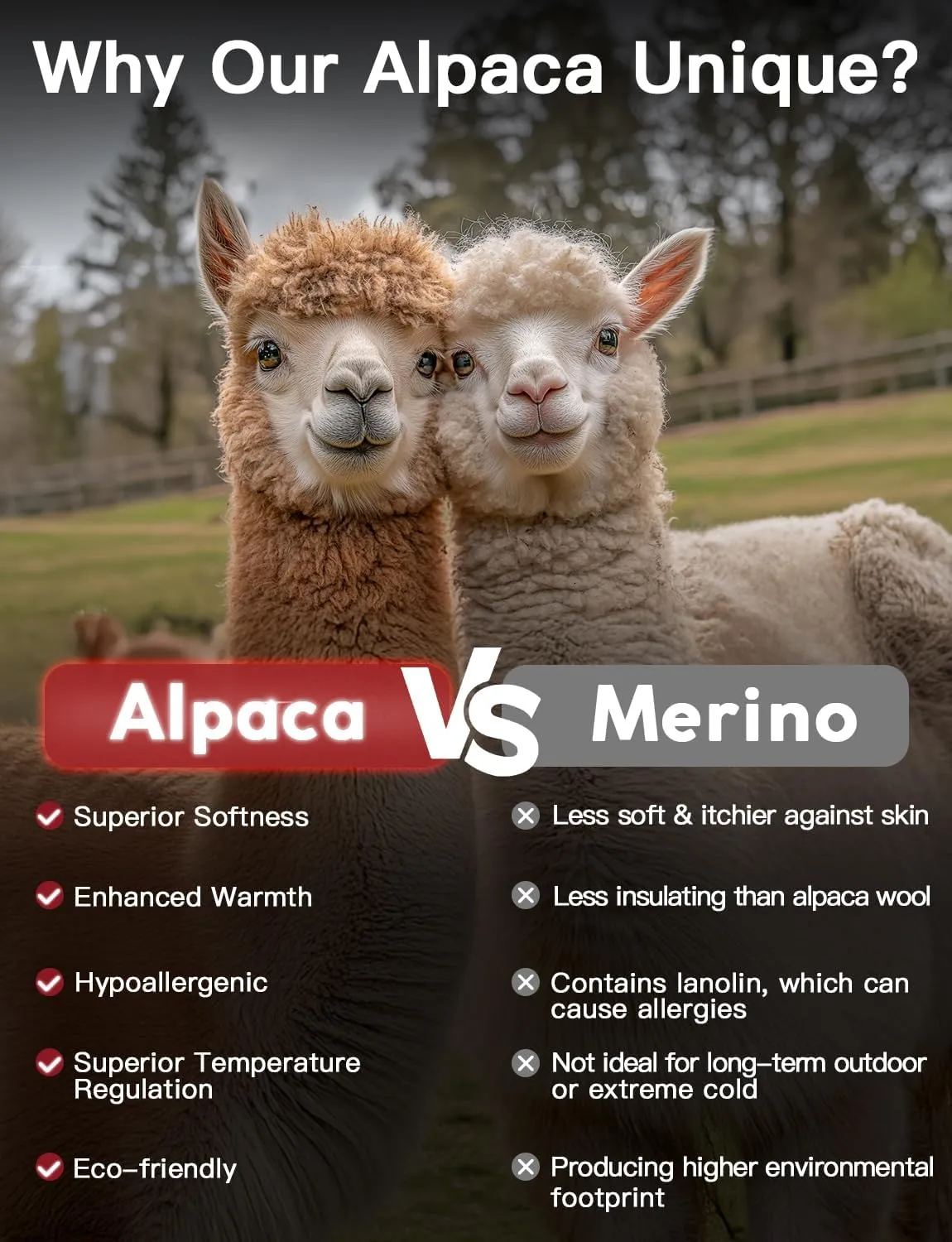 Alpaca Wool Crew Socks 2 pairs for Men and Women,Thick Thermal Winter Hunting Socks Hiking,Moisture Wicking Cushioned
