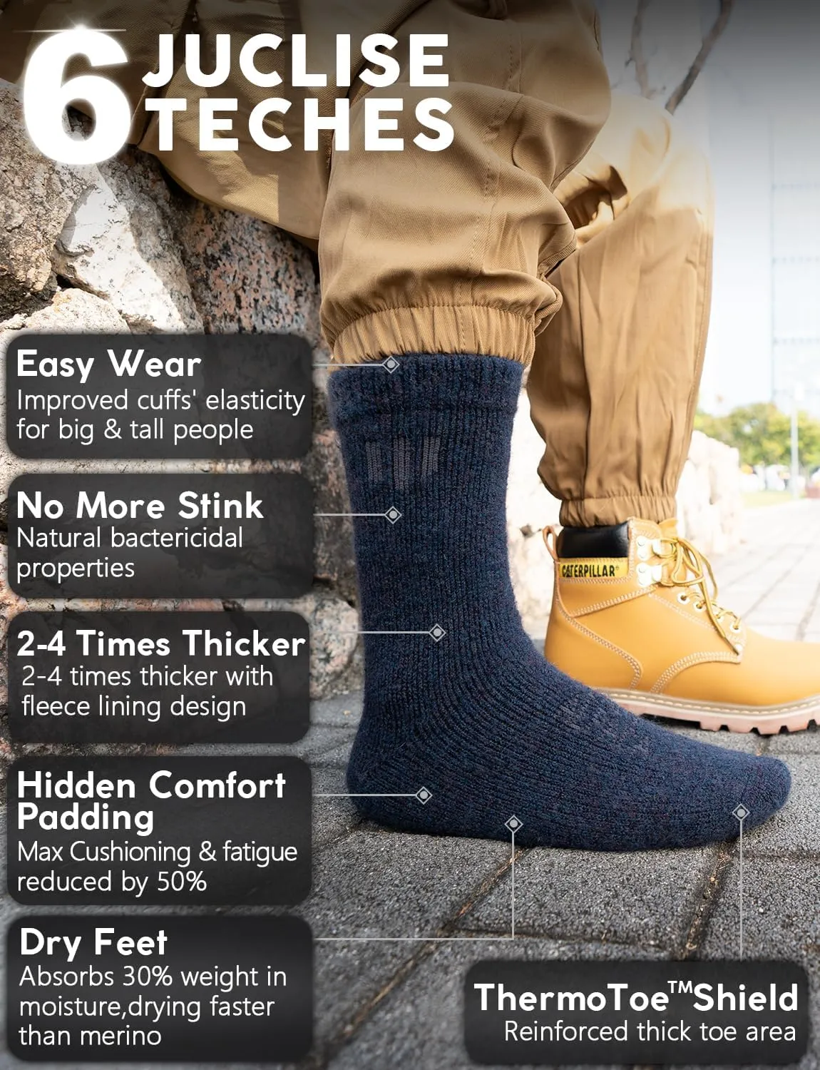 Alpaca Wool Crew Socks 2 pairs for Men and Women,Thick Thermal Winter Hunting Socks Hiking,Moisture Wicking Cushioned