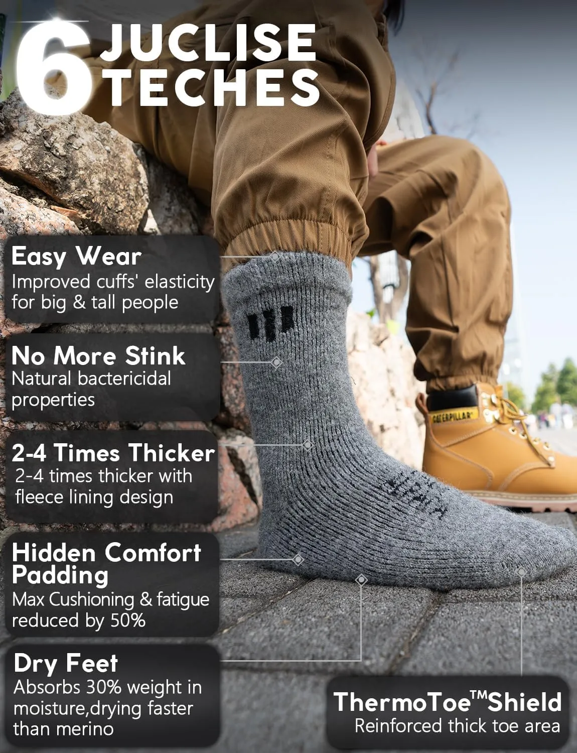 Alpaca Wool Crew Socks 2 pairs for Men and Women,Thick Thermal Winter Hunting Socks Hiking,Moisture Wicking Cushioned