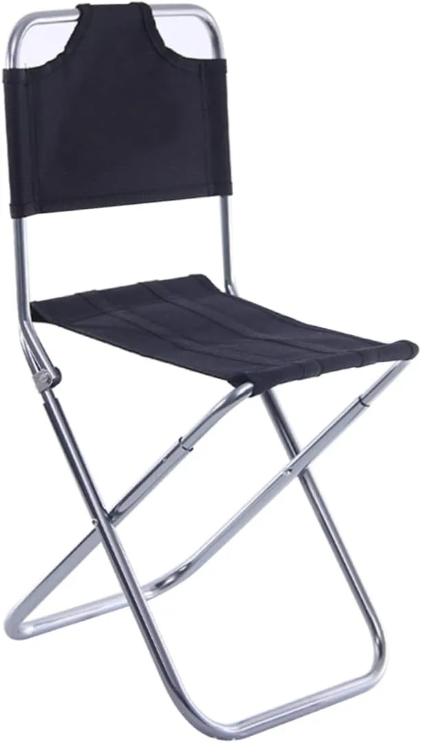 Aluminum Alloy Portable Folding Chair Lightweight Collapsible Stool for Camping Fishing Hiking Durable Outdoor Seating Black Silver for Travel