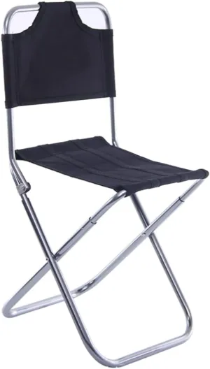 Aluminum Alloy Portable Folding Chair Lightweight Collapsible Stool for Camping Fishing Hiking Durable Outdoor Seating Black Silver for Travel
