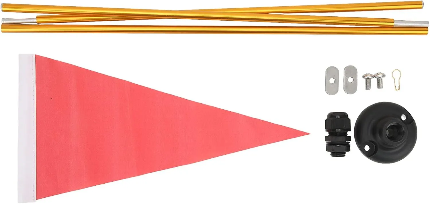 Aluminum Canoe Flag Kit, Aluminum Pole & Bright Nylon Flag for Enhanced Boat Visibility & Safety
