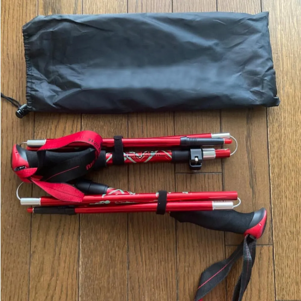 Aluminum Trekking Hiking Pole Lightweight Walking Poles Adjustable Trekking Stick Five-fold Walking Stick Trekking Poles for Men and Women 2 Pack