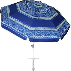 AMMSUN 7ft Heavy Duty High Wind Beach Umbrella with Sand Anchor & Tilt Sun Shelter, UPF50  Protection Outdoor Sunshade Umbrellas and Parasols Carry Bag for Patio Garden Beach Pool Backyard