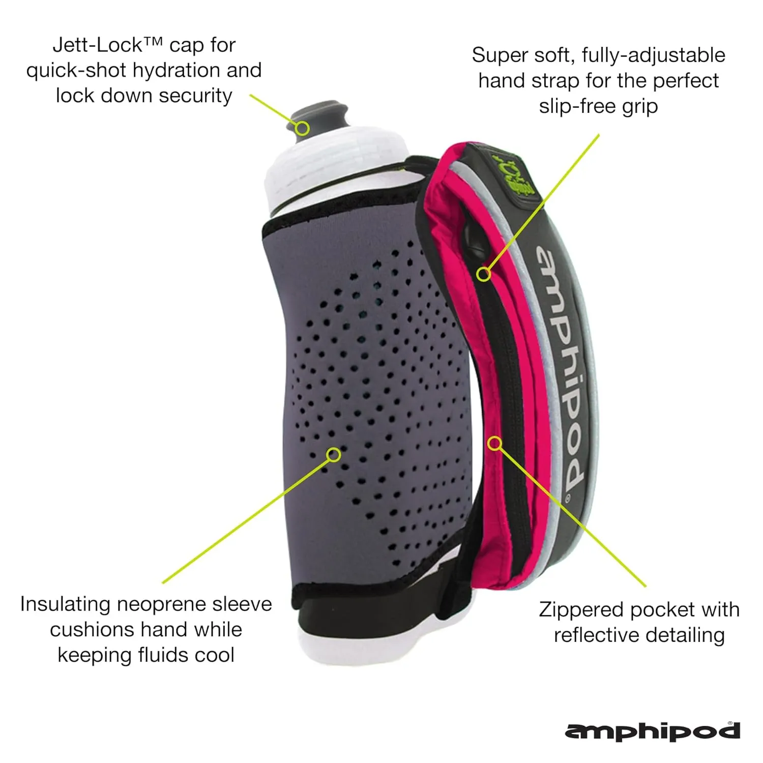 Amphipod Hydraform Jett-Lite Thermal Handheld, Ergonomic Hydration & Storage for Runners, Hikers & Athletes (12 & 20 oz.) - Sangria - 12 oz.