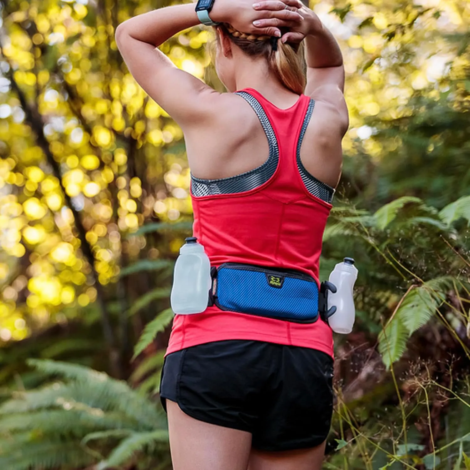 Amphipod RunLite Xtech 10K Hydration Belt, Ultra Runners Waist & Hydration Belt for Endurance Running, Racing, Men & Women - Cerise - 21 oz