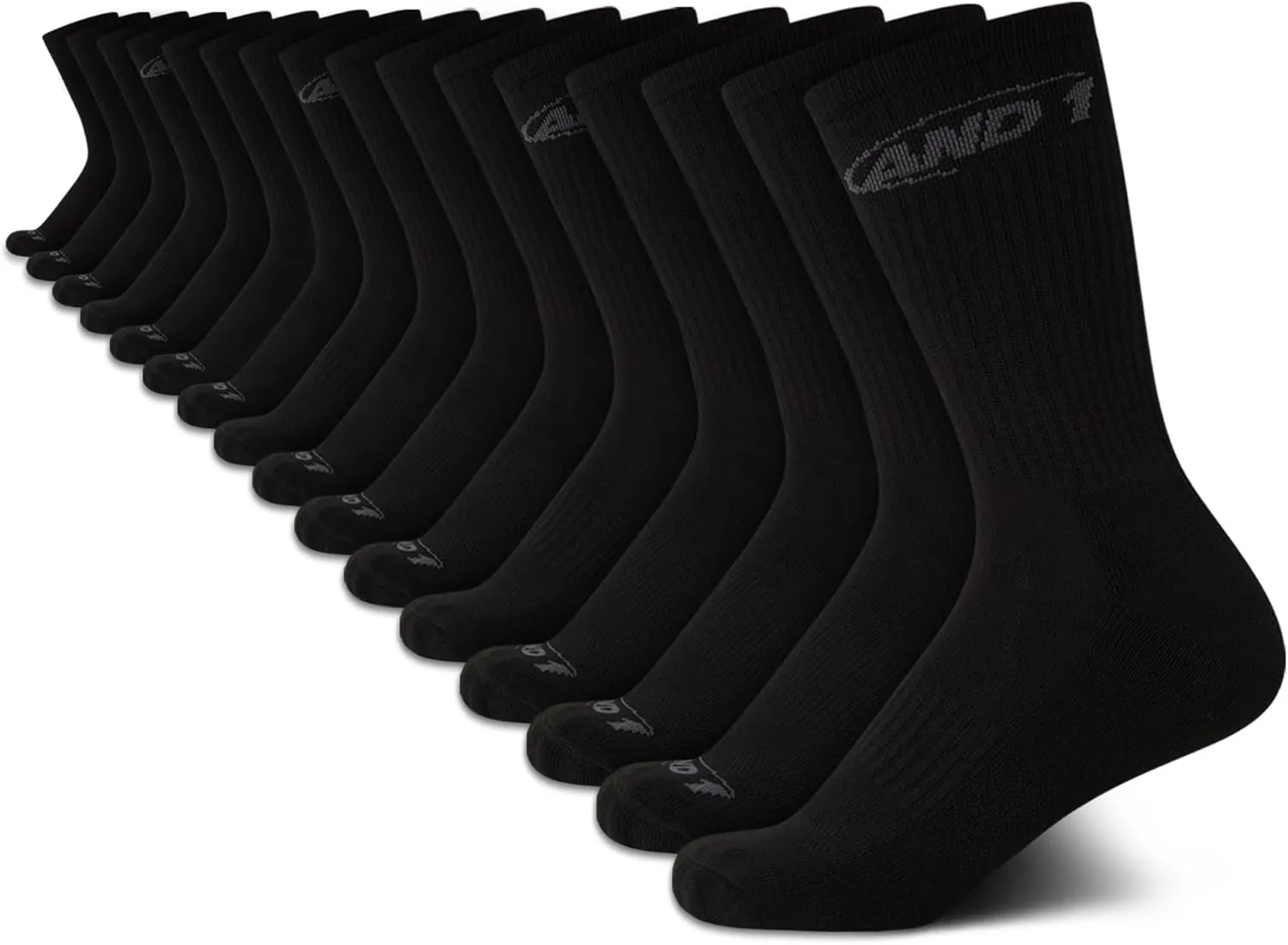 AND1 Boys Crew Socks - 16 Pack Soft Athletic Mid Calf Socks for Boys - Cushioned Sports Crew Socks