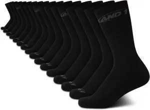 AND1 Boys Crew Socks - 16 Pack Soft Athletic Mid Calf Socks for Boys - Cushioned Sports Crew Socks