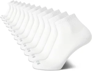 AND1 Men's Quarter Socks - 12 Pack Cushioned Athletic Ankle Performance Stretch Sports Socks (6-12.5)