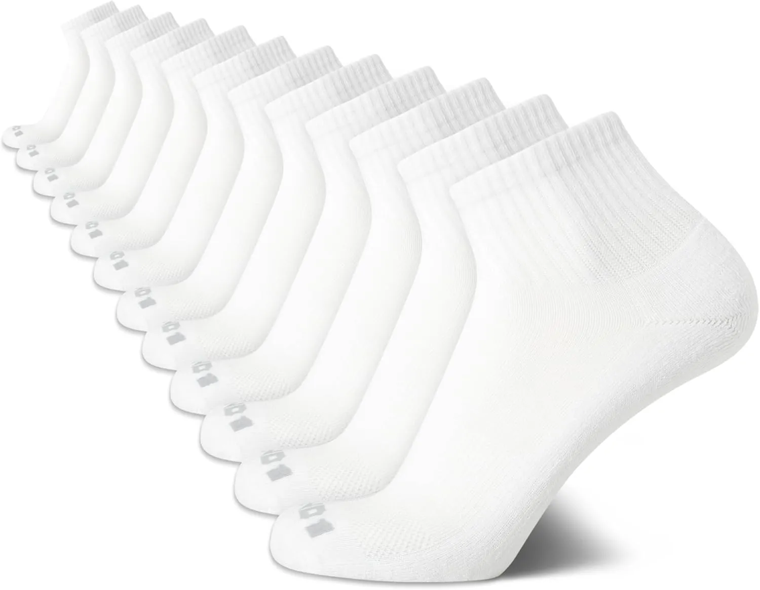 AND1 Men's Quarter Socks - 12 Pack Cushioned Athletic Ankle Performance Stretch Sports Socks (6-12.5)