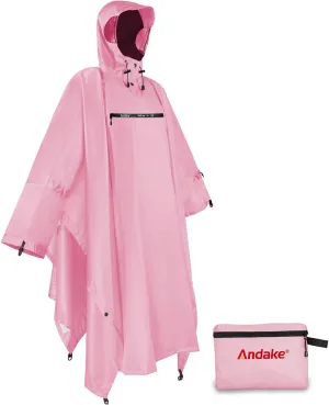 Andake Waterproof Rain Poncho for Adults Unisex,230T Ripstop Polyester,Raincoat Gear with Transparent Viewing Window Outdoors