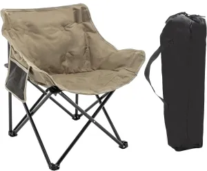 Andeworld Camping Chairs, Padded Moon Chair for Adults, Folding Camp Lawn Chairs with Storage Bag Carry Bag,Support up to 330lbs for Fishing,Camp,Picnics,Beach,Lawn,Khaki