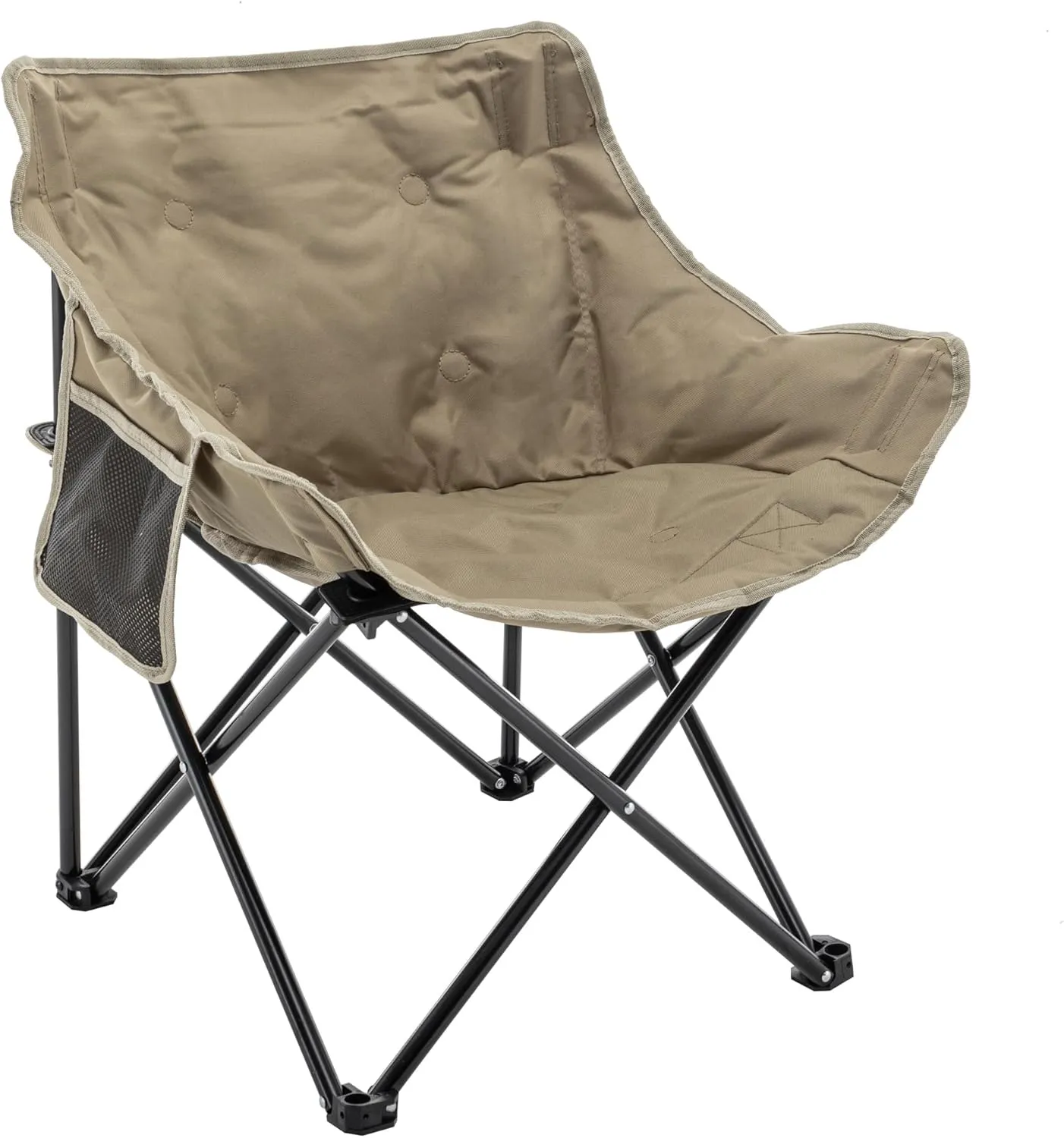 Andeworld Camping Chairs, Padded Moon Chair for Adults, Folding Camp Lawn Chairs with Storage Bag Carry Bag,Support up to 330lbs for Fishing,Camp,Picnics,Beach,Lawn,Khaki