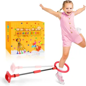 Ankle Skip Ball for Kids - Foldable Flash Wheel Skip Ball, Outside Game Toys for Kids & Adults, Gift for Boys & Girls Age 5 6 7 8 9 10 Years Old, Red